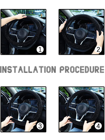 Rhinestone Decor Car Steering Wheel Cover,Car Women Accessories