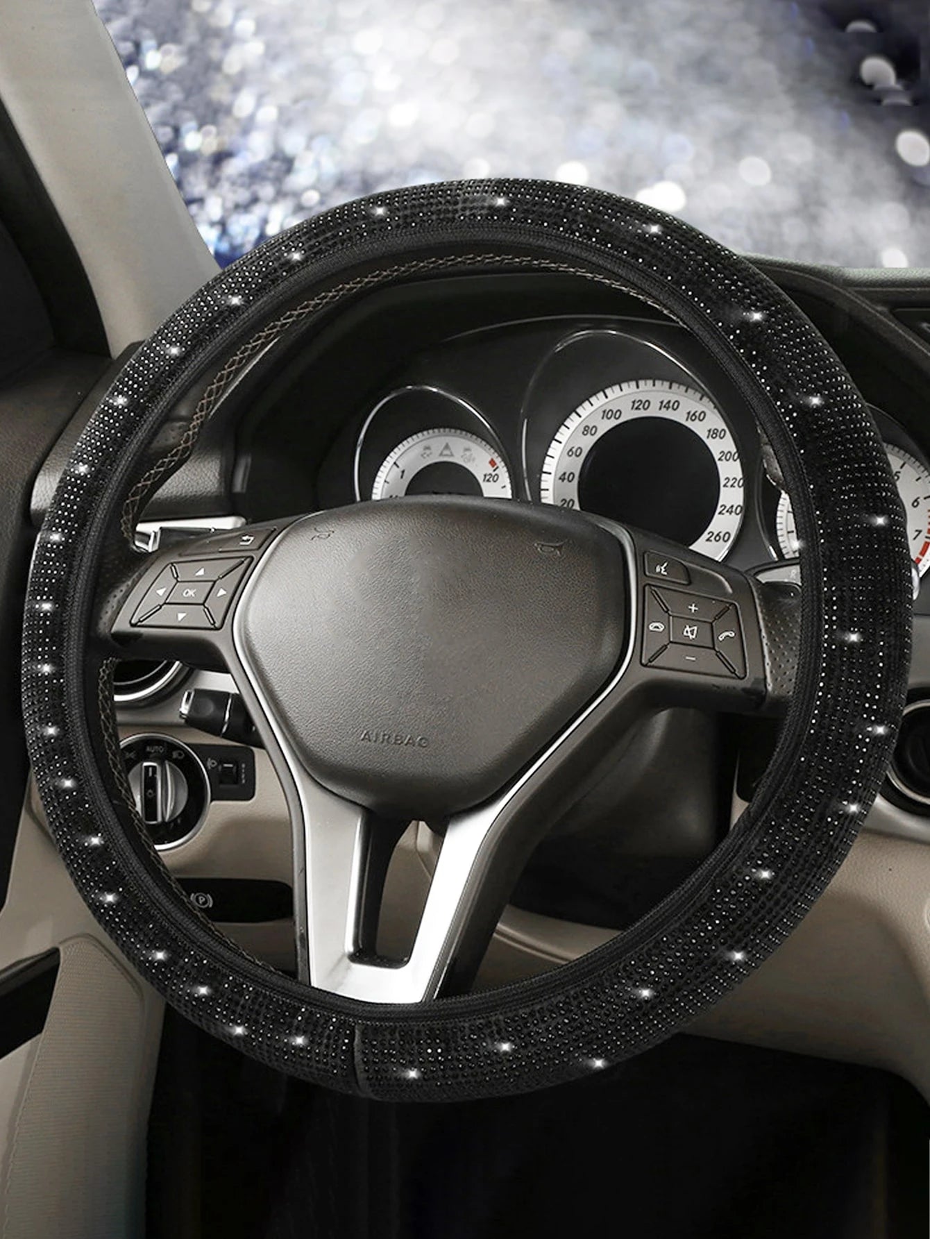 Rhinestone Decor Car Steering Wheel Cover,Car Women Accessories