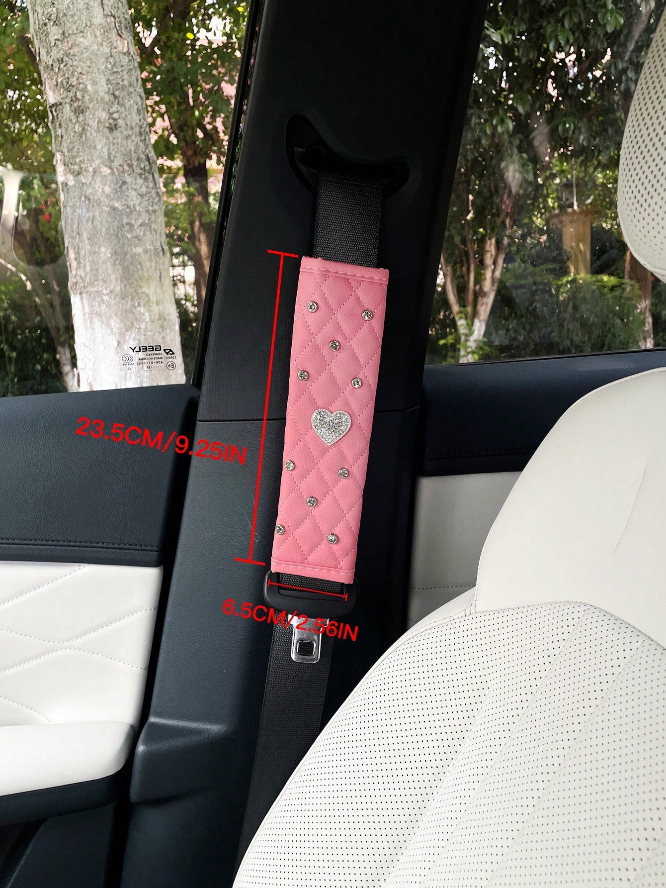 Rhinestone Heart Car Seat Belt Shoulder Pad Cover, Heart Car Interior Decoration, Car Seat Belt Protector, Shoulder Anti-Chafing Protection Pad Cover