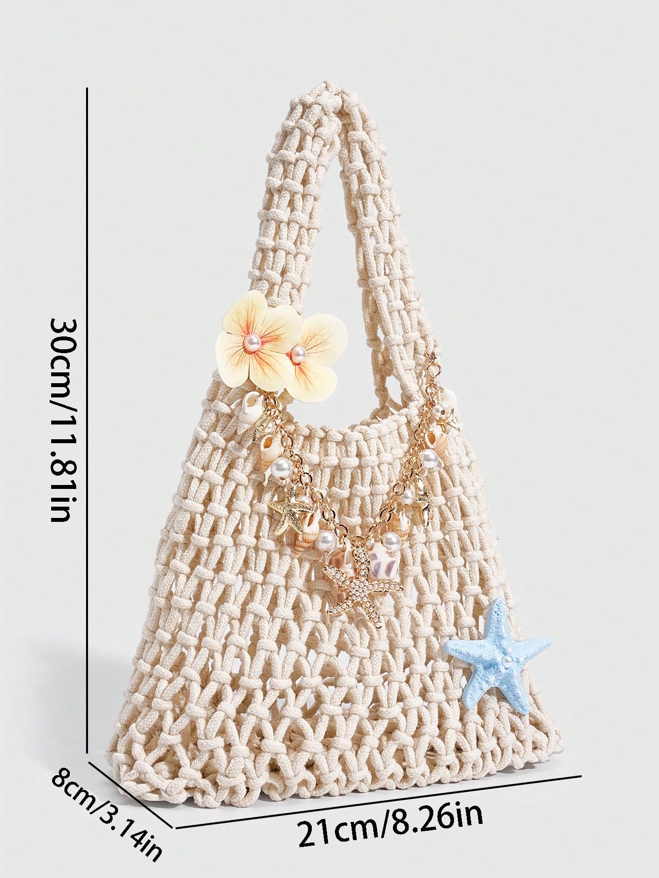 ROMWE Fairycore 1pc Fashionable Personalized Spring/Summer Beach Vacation Style Colorful Ocean Woven Beach Bag, Large Size Women Handbag, Beach Bag,Holiday