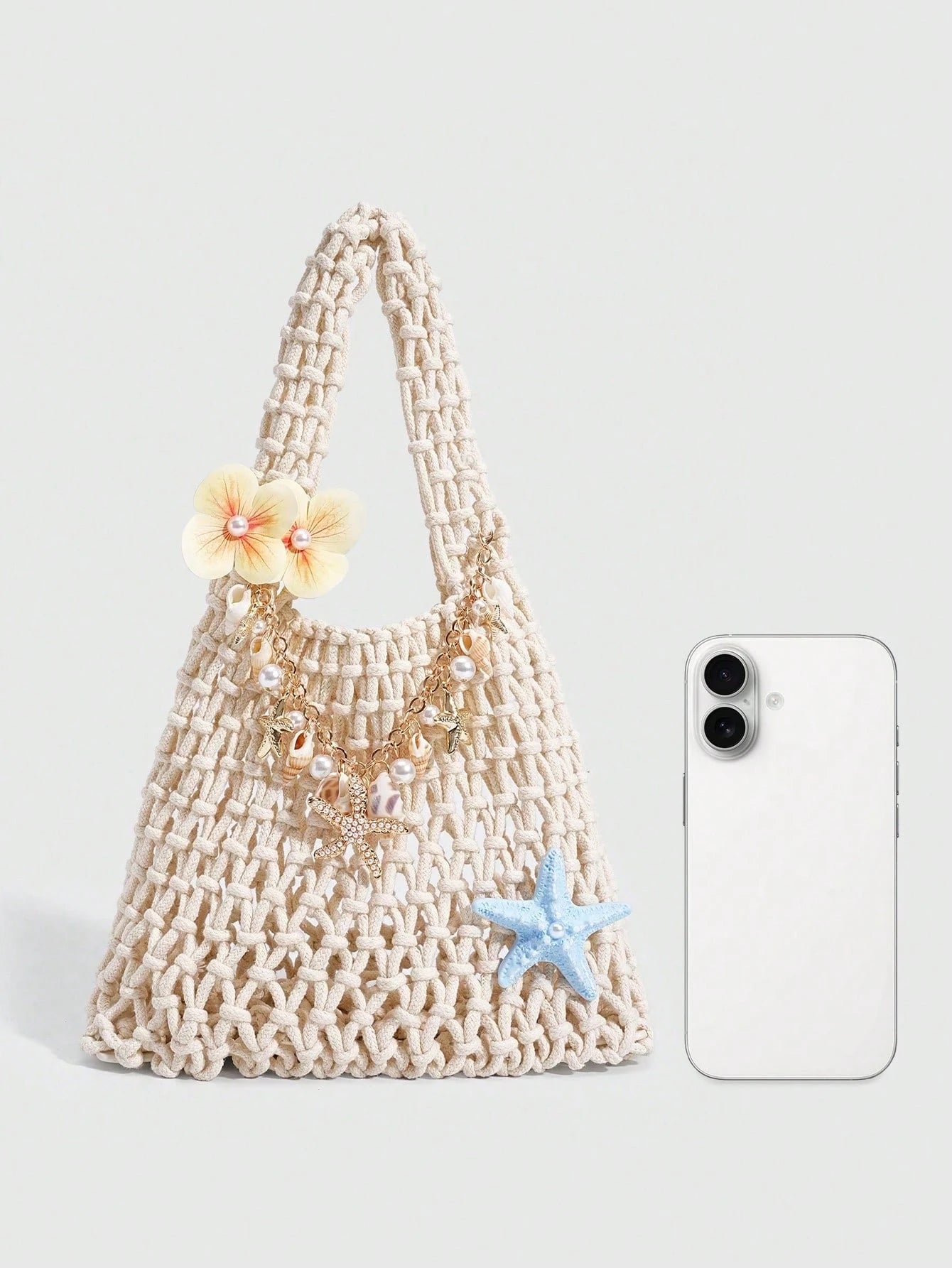 ROMWE Fairycore 1pc Fashionable Personalized Spring/Summer Beach Vacation Style Colorful Ocean Woven Beach Bag, Large Size Women Handbag, Beach Bag,Holiday