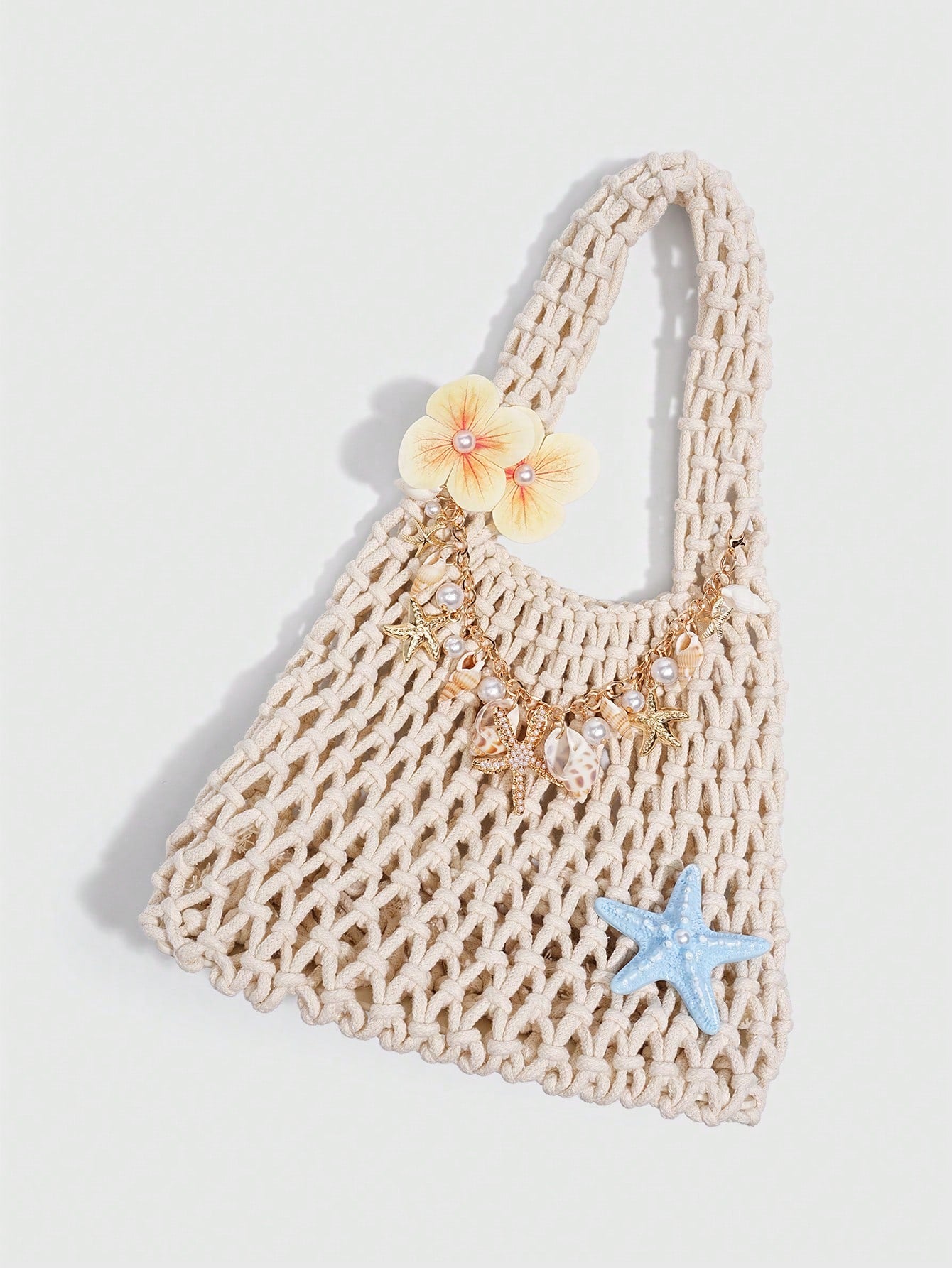 ROMWE Fairycore 1pc Fashionable Personalized Spring/Summer Beach Vacation Style Colorful Ocean Woven Beach Bag, Large Size Women Handbag, Beach Bag,Holiday
