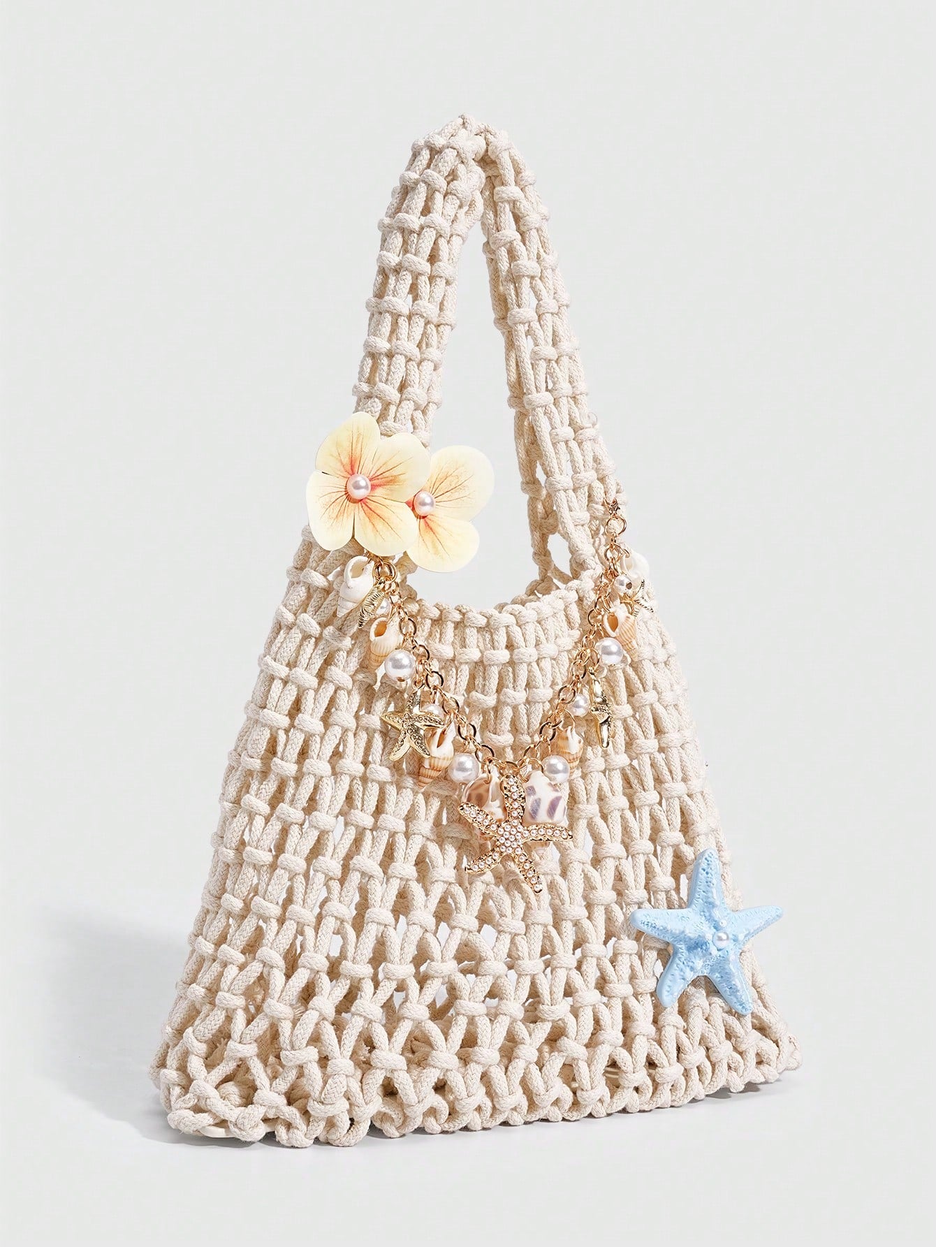 ROMWE Fairycore 1pc Fashionable Personalized Spring/Summer Beach Vacation Style Colorful Ocean Woven Beach Bag, Large Size Women Handbag, Beach Bag,Holiday