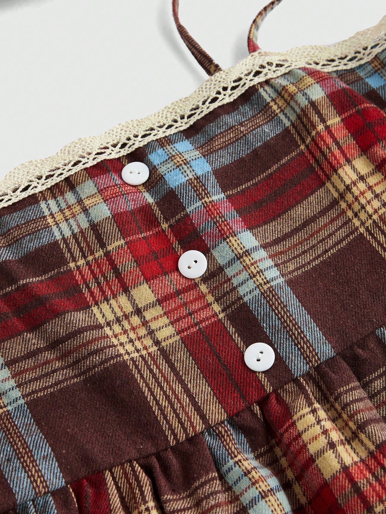 ROMWE Grunge Punk Spring/Summer Carnival Casual Plaid Red Vintage Plaid Red & Brown Adjustable Straps Bow Decor Plus Size Camisole & Tank Top, Collegiate & Street Style