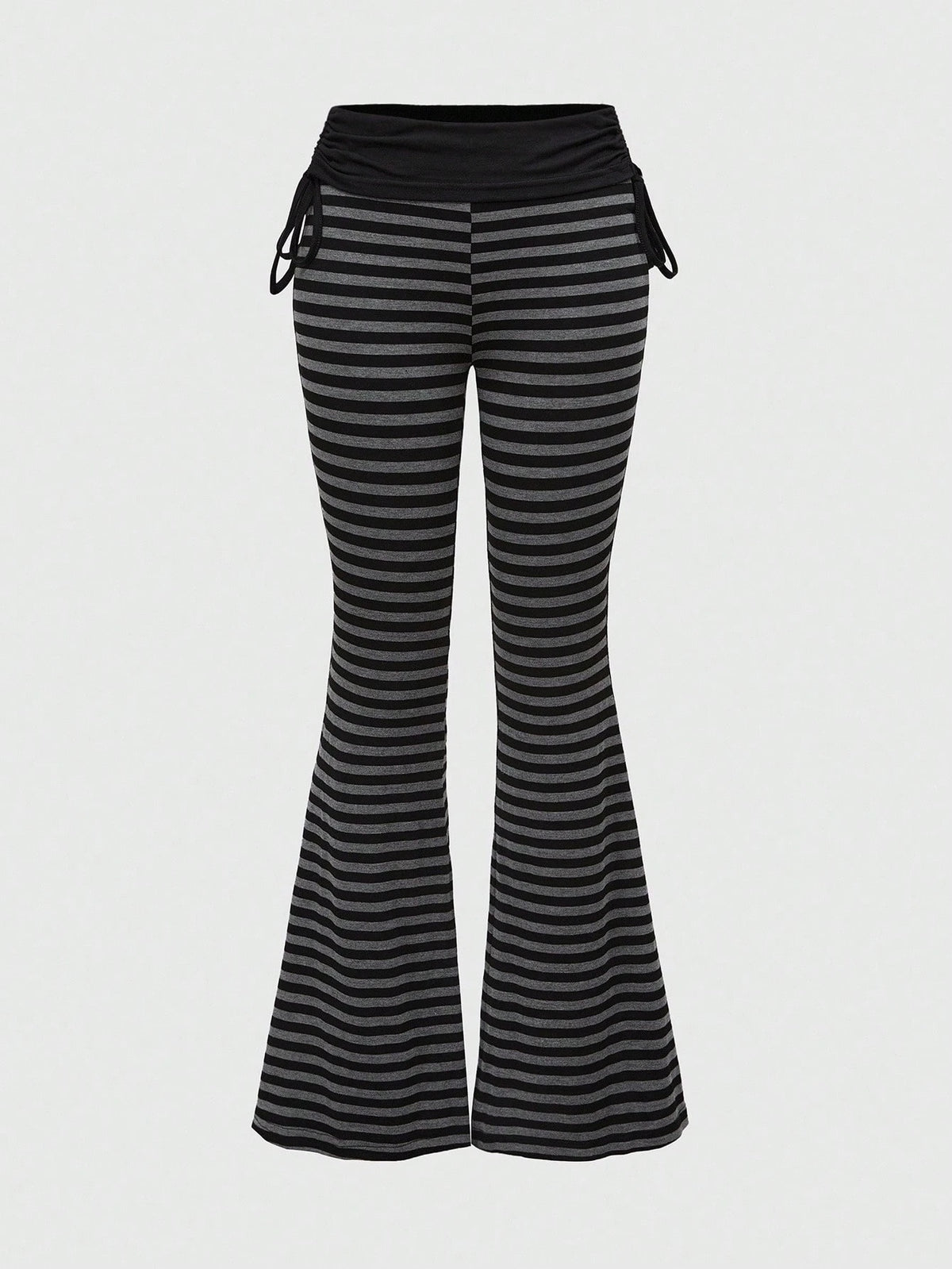 ROMWE Grunge Punk Versatile Black Drawstring Women's Flare Long Pants