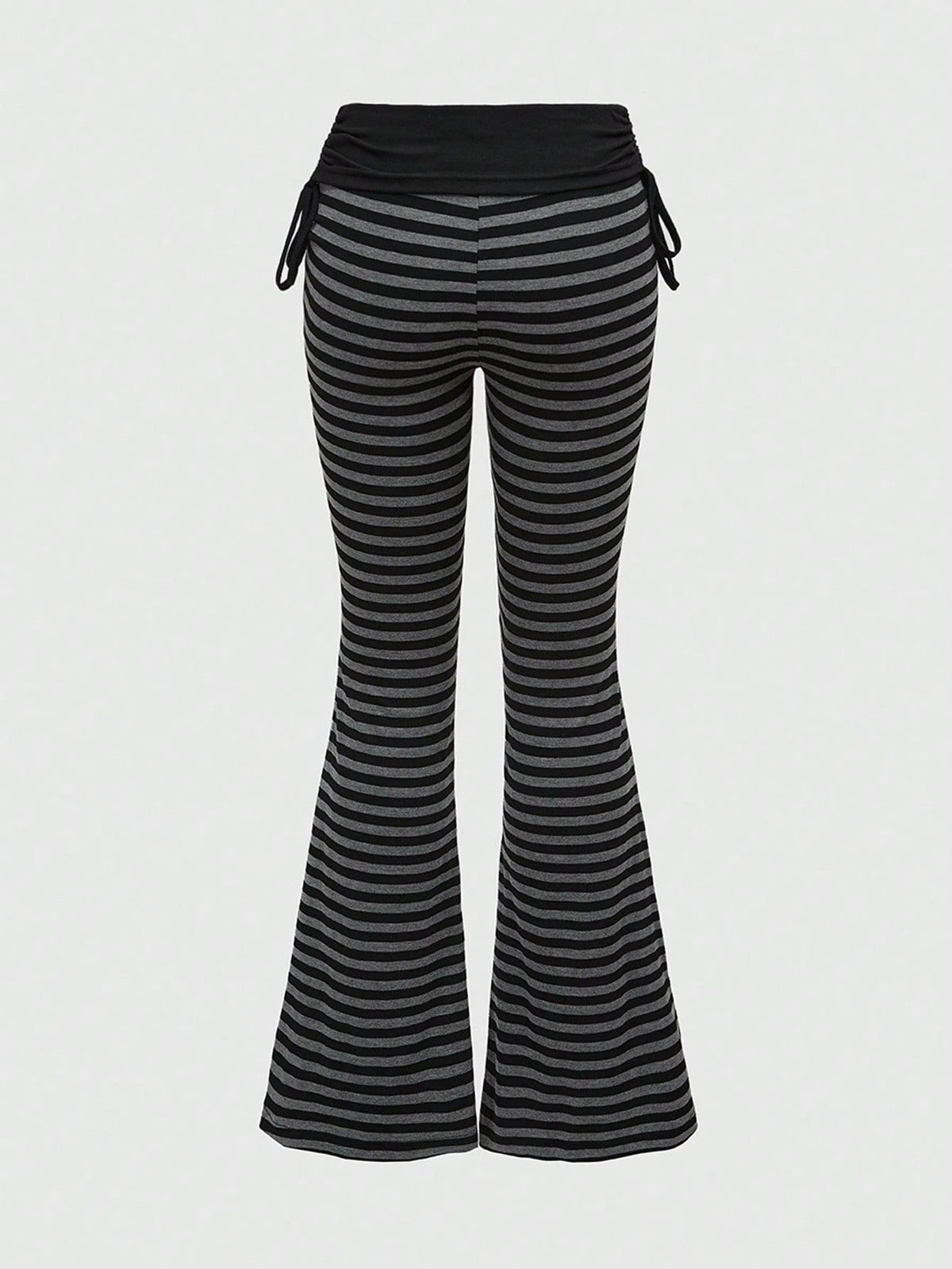 ROMWE Grunge Punk Versatile Black Drawstring Women's Flare Long Pants