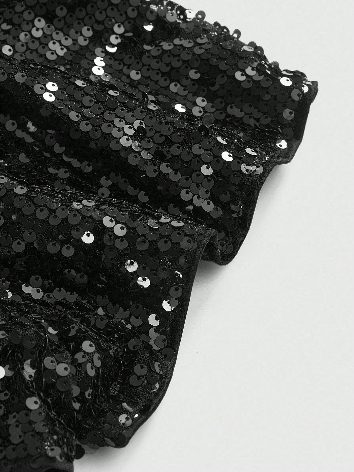 ROMWE Grunge Punk Women Carnival Party Luxy Black Glitter Sequin Sexy Low Waist Stretchy Mini Shorts