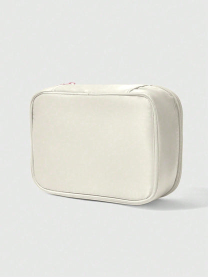 ROMWE Kawaii Cherry Print Cute Transparent Splicing Cosmetic Bag, Square Portable Wash Storage Bag