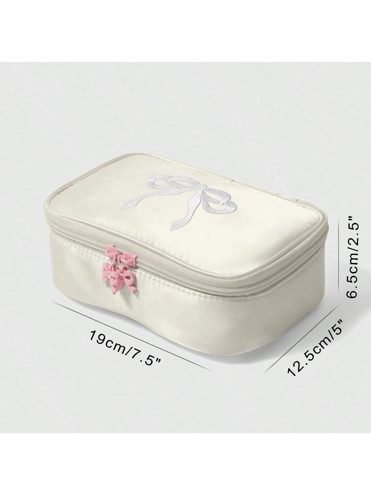 ROMWE Kawaii Cherry Print Cute Transparent Splicing Cosmetic Bag, Square Portable Wash Storage Bag
