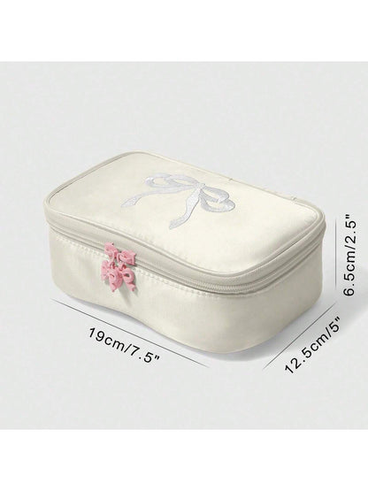 ROMWE Kawaii Cherry Print Cute Transparent Splicing Cosmetic Bag, Square Portable Wash Storage Bag