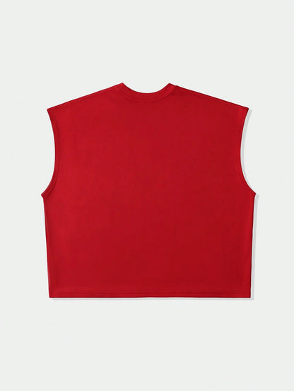 ROMWE MEN Street Life Men's Printed Rivet Loose Tank Top