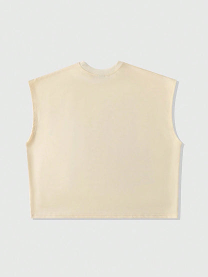 ROMWE MEN Street Life Men's Printed Rivet Loose Tank Top