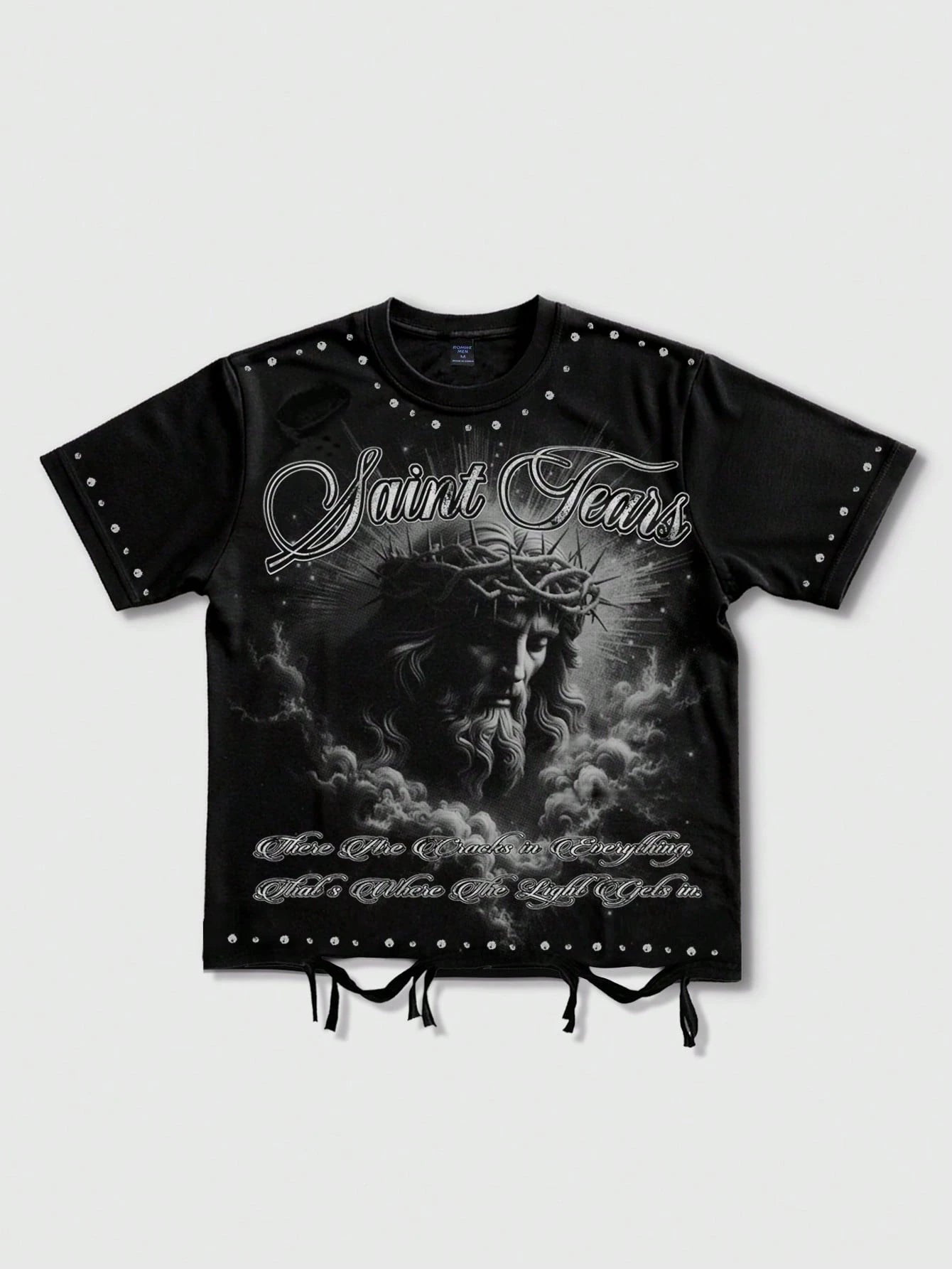 ROMWE MEN Street Life Men's Street Style Jesus Print Short Sleeve T-Shirt