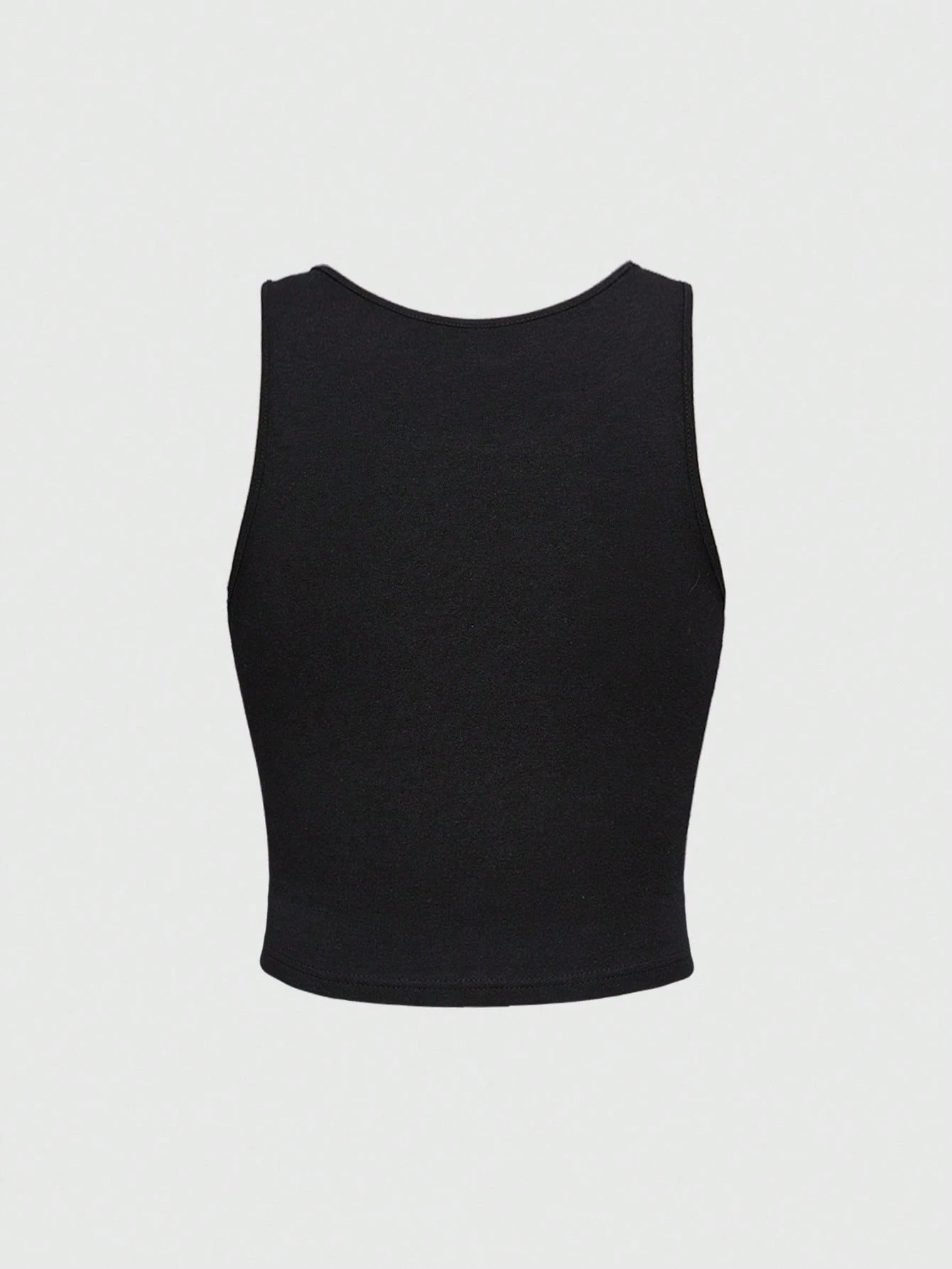 ROMWE Punk Dark Goth Witch Academy Mysterious Dinnerware Plus Size Black Tank Top