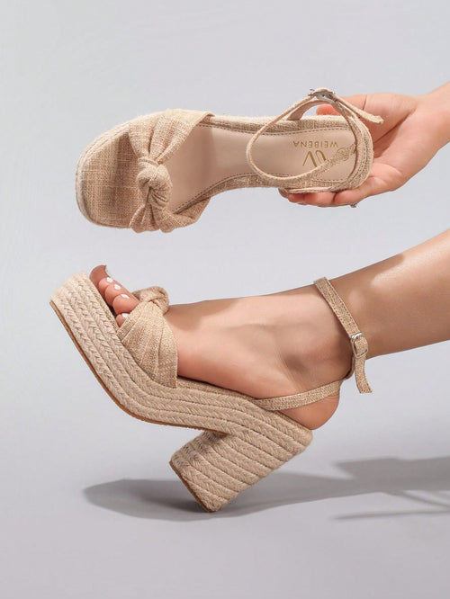 Rope Wedge Platform Thick Sole Sandals Twisted Open Toe Summer Vacation Casual High Heel Platform Slides Daily Fashion Women Shoes