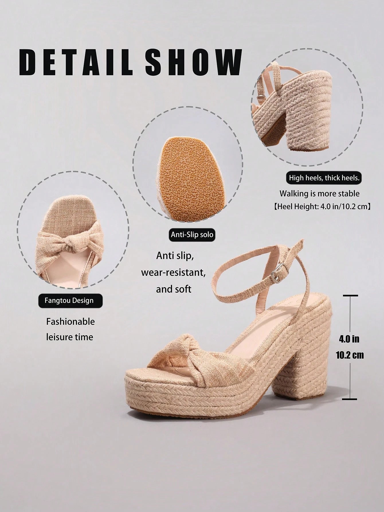 Rope Wedge Platform Thick Sole Sandals Twisted Open Toe Summer Vacation Casual High Heel Platform Slides Daily Fashion Women Shoes
