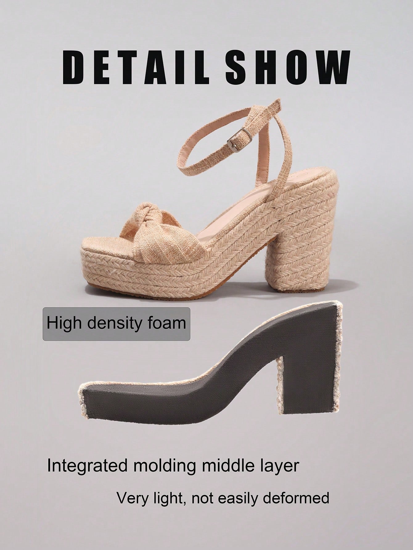 Rope Wedge Platform Thick Sole Sandals Twisted Open Toe Summer Vacation Casual High Heel Platform Slides Daily Fashion Women Shoes