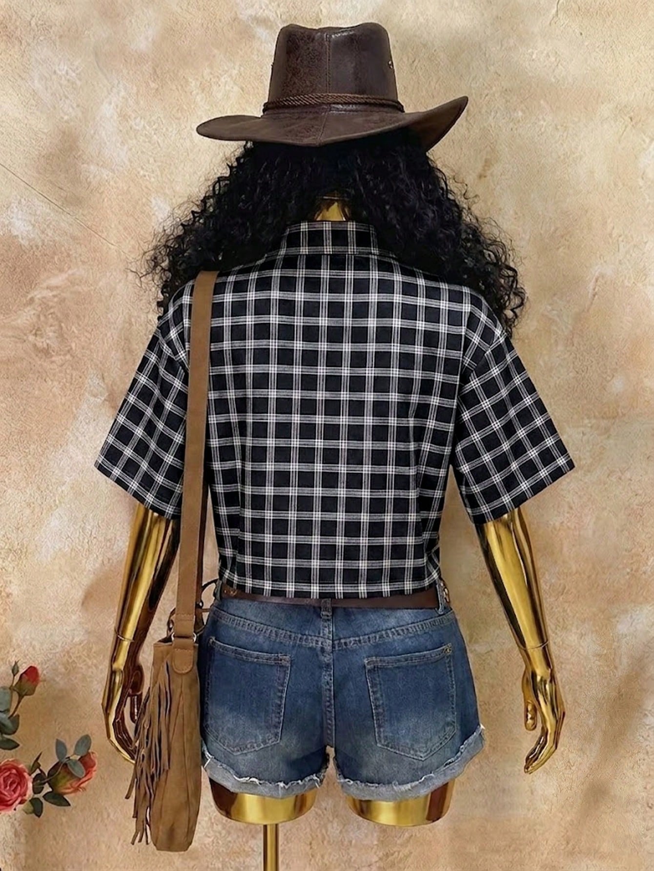 Rovax Women's Street Style Red Plaid Short-Sleeved Shirt, Y2K Style, Vintage, Suitable For Summer, Vacations, Music Festivals, Casual Wear, Commuting, And Back-To-School.