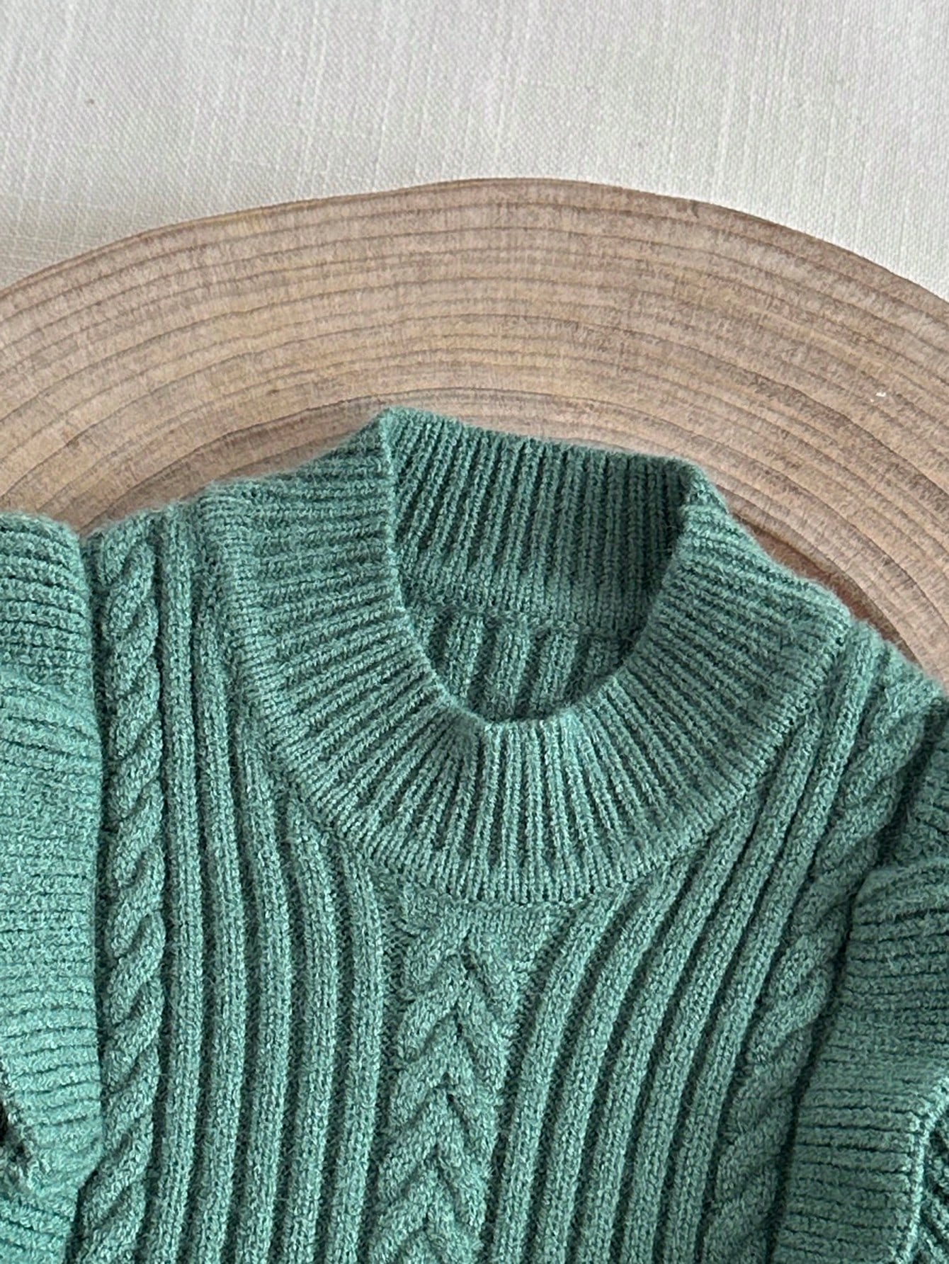 Ruffle Trim Solid Color Long Sleeve Comfortable Knit Sweater Dress, Autumn/Winter