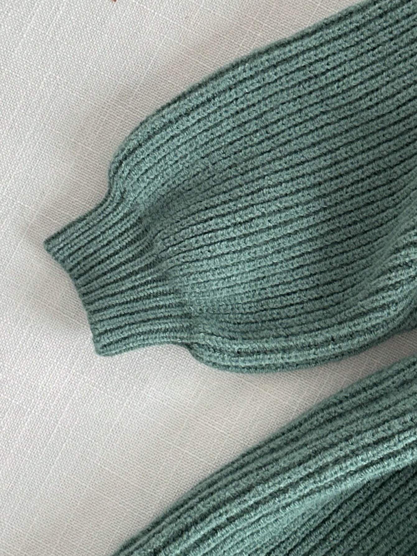 Ruffle Trim Solid Color Long Sleeve Comfortable Knit Sweater Dress, Autumn/Winter