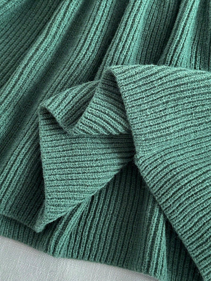 Ruffle Trim Solid Color Long Sleeve Comfortable Knit Sweater Dress, Autumn/Winter