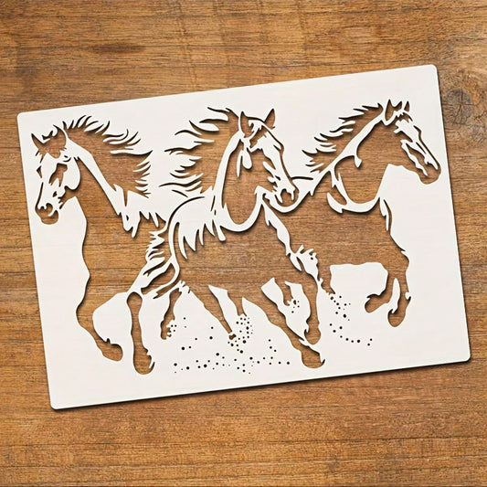 Running Horse Template, A4 Size Reusable Horse Design Plastic Painting Stencil, Suitable For Fabric, Farmhouse Art Projects And DIY Crafts. Applicable For Wall Murals, T-Shirts, Home Decor, Easy To Us