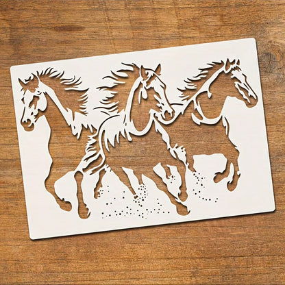 Running Horse Template, A4 Size Reusable Horse Design Plastic Painting Stencil, Suitable For Fabric, Farmhouse Art Projects And DIY Crafts. Applicable For Wall Murals, T-Shirts, Home Decor, Easy To Us