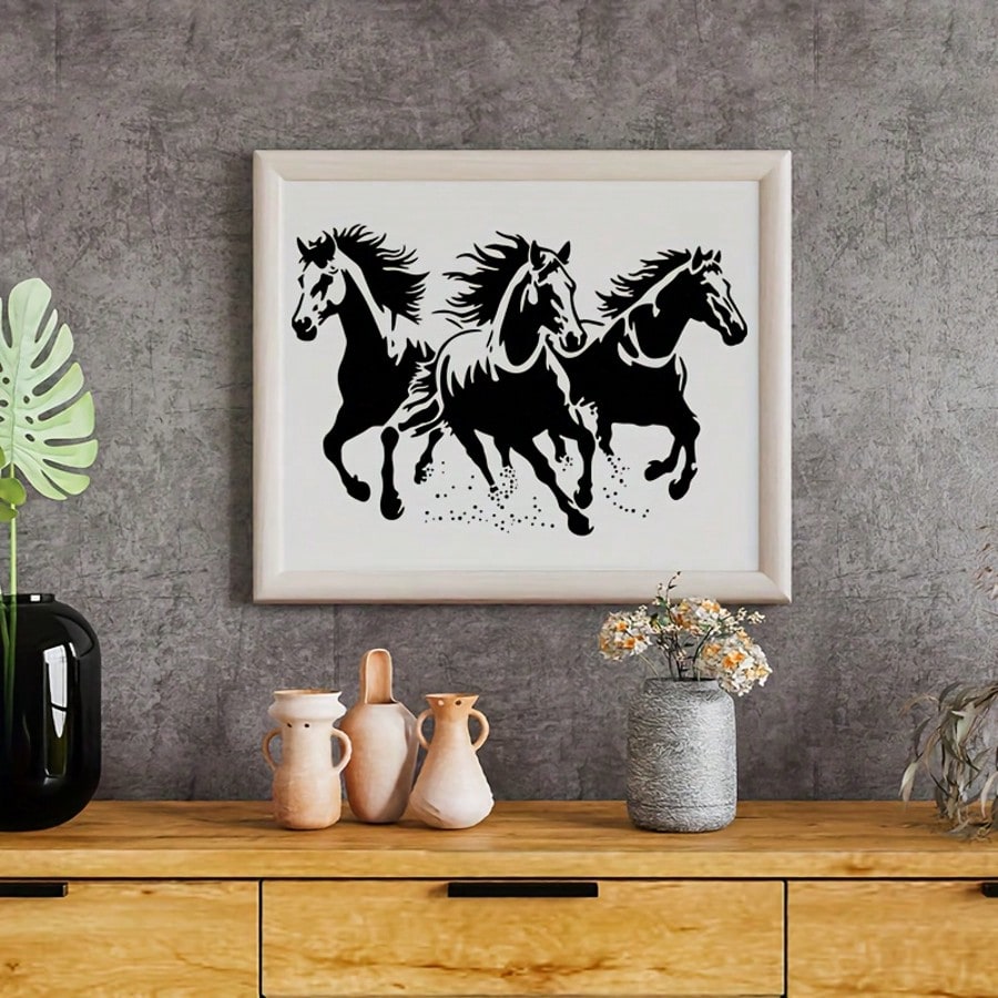 Running Horse Template, A4 Size Reusable Horse Design Plastic Painting Stencil, Suitable For Fabric, Farmhouse Art Projects And DIY Crafts. Applicable For Wall Murals, T-Shirts, Home Decor, Easy To Us