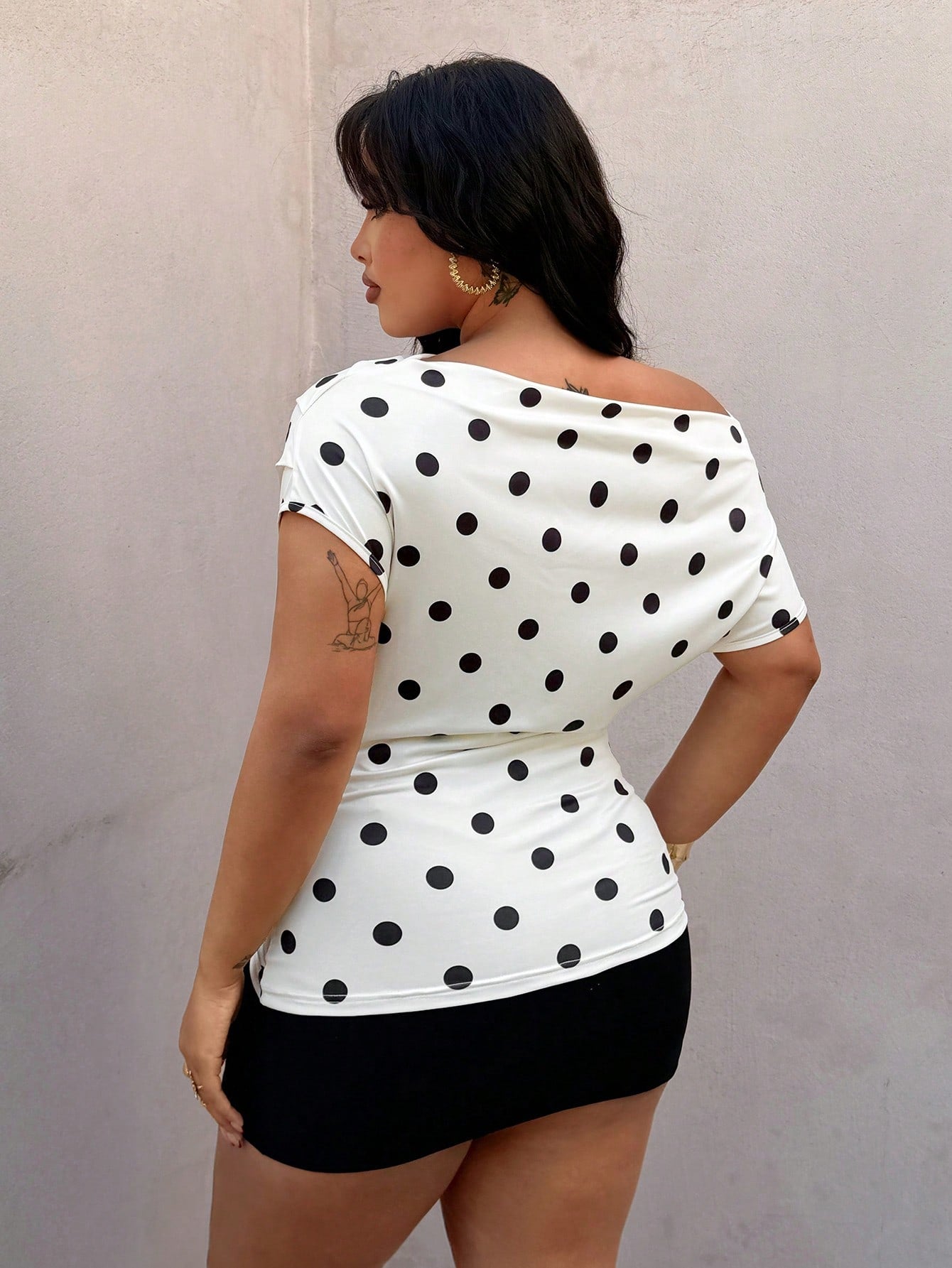 Rustia Plus Size Polka Dot Scoop Neck Sleeveless T-Shirt, Spring/Summer