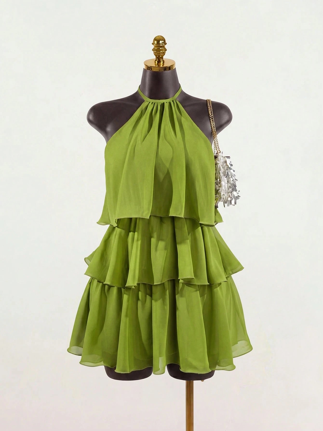 SaltGleam SaltGleam Women's Fashion Resort Ruffled Hem Halter Neck Tie Waist Dress