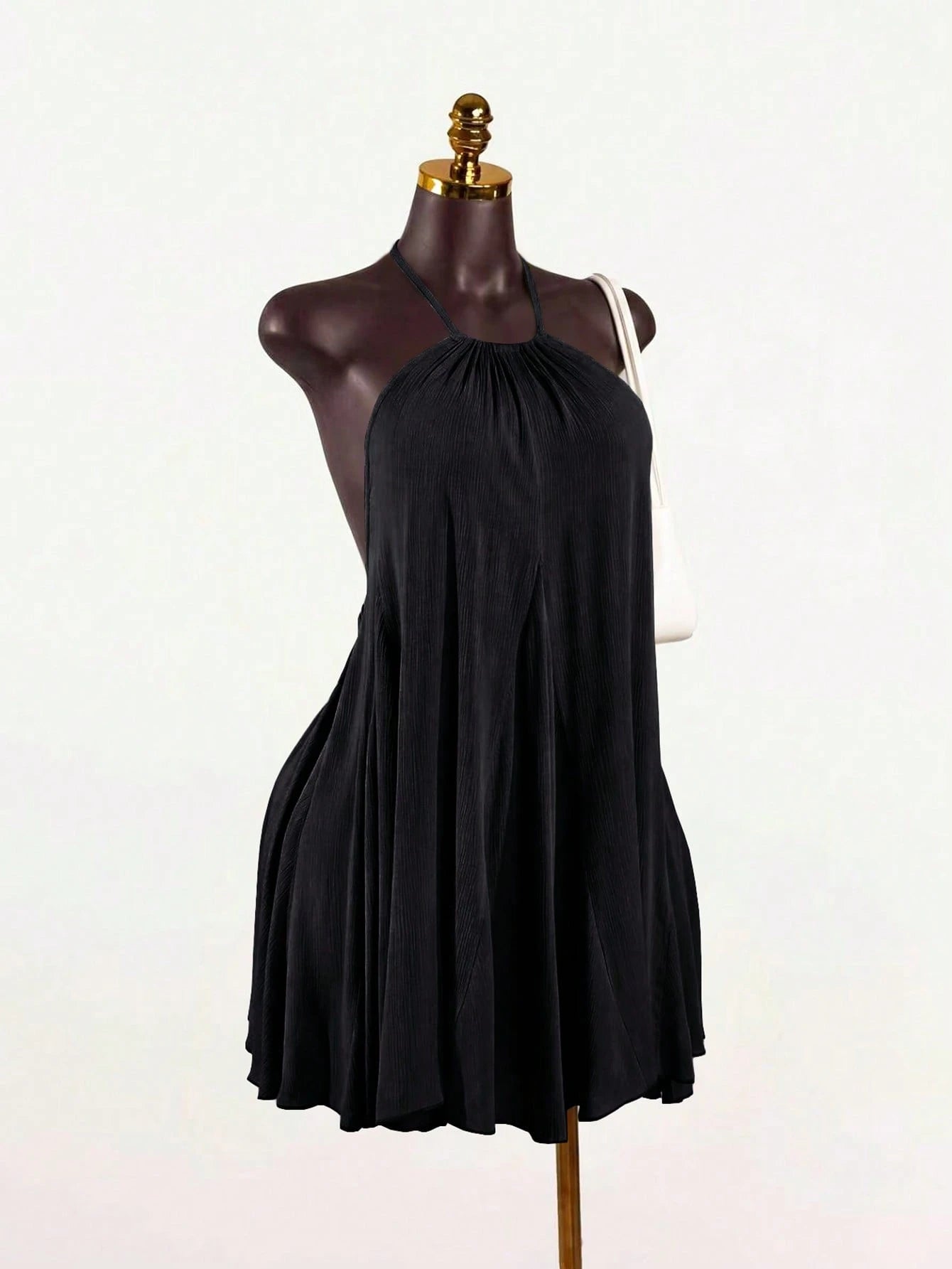 SaltGleam SaltGleam Women's Sexy Solid Color Backless Halter Neck Mini Dress For Summer