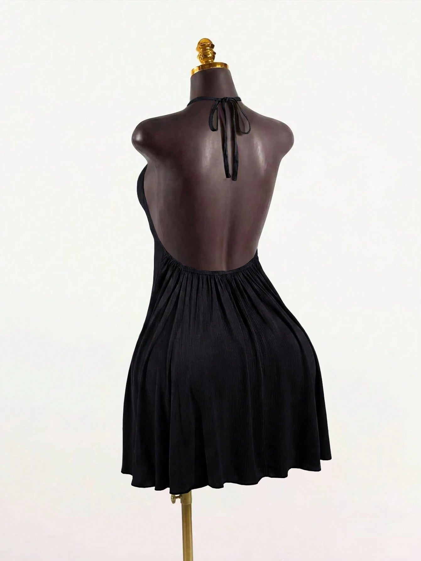 SaltGleam SaltGleam Women's Sexy Solid Color Backless Halter Neck Mini Dress For Summer
