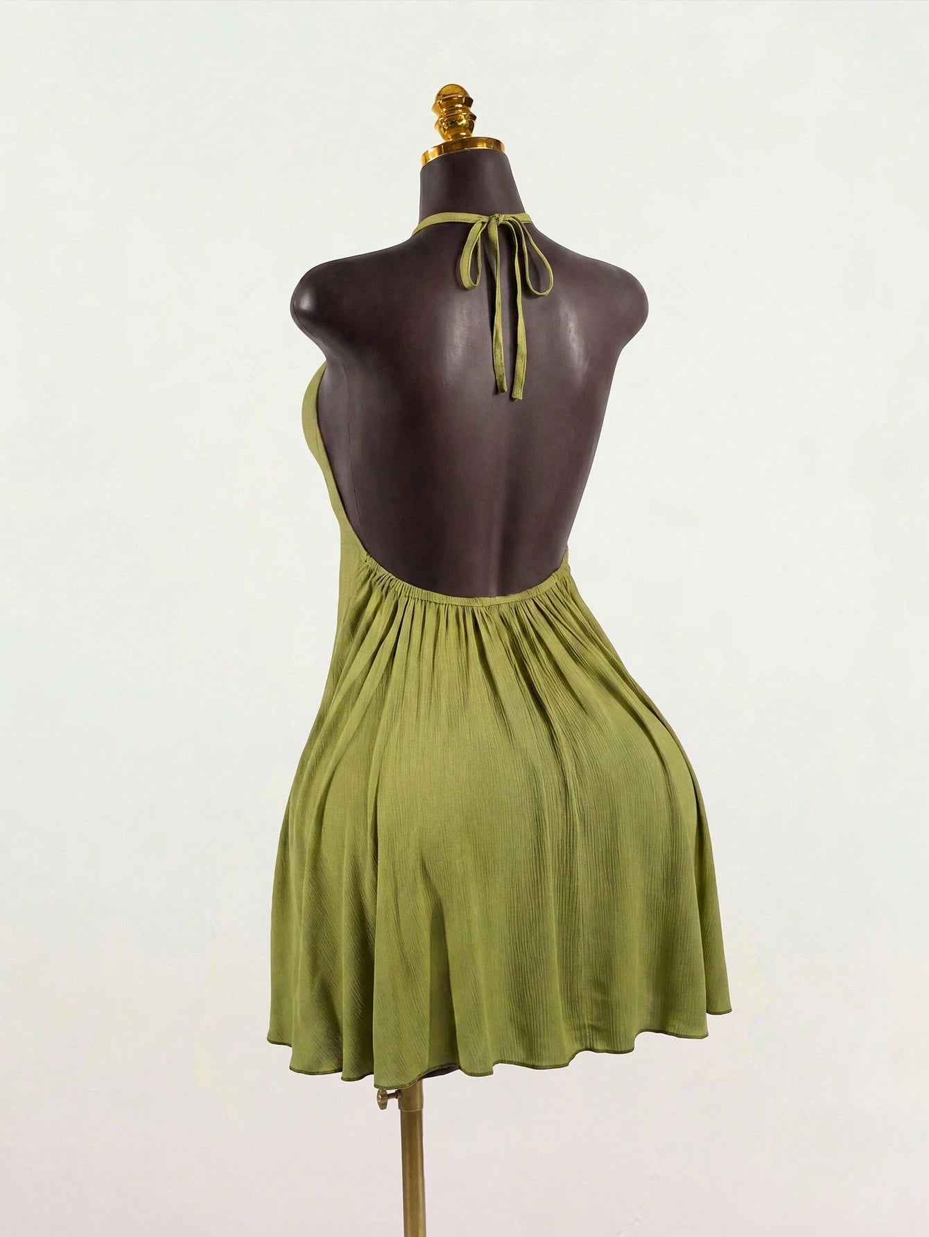 SaltGleam SaltGleam Women's Sexy Solid Color Backless Halter Neck Mini Dress For Summer
