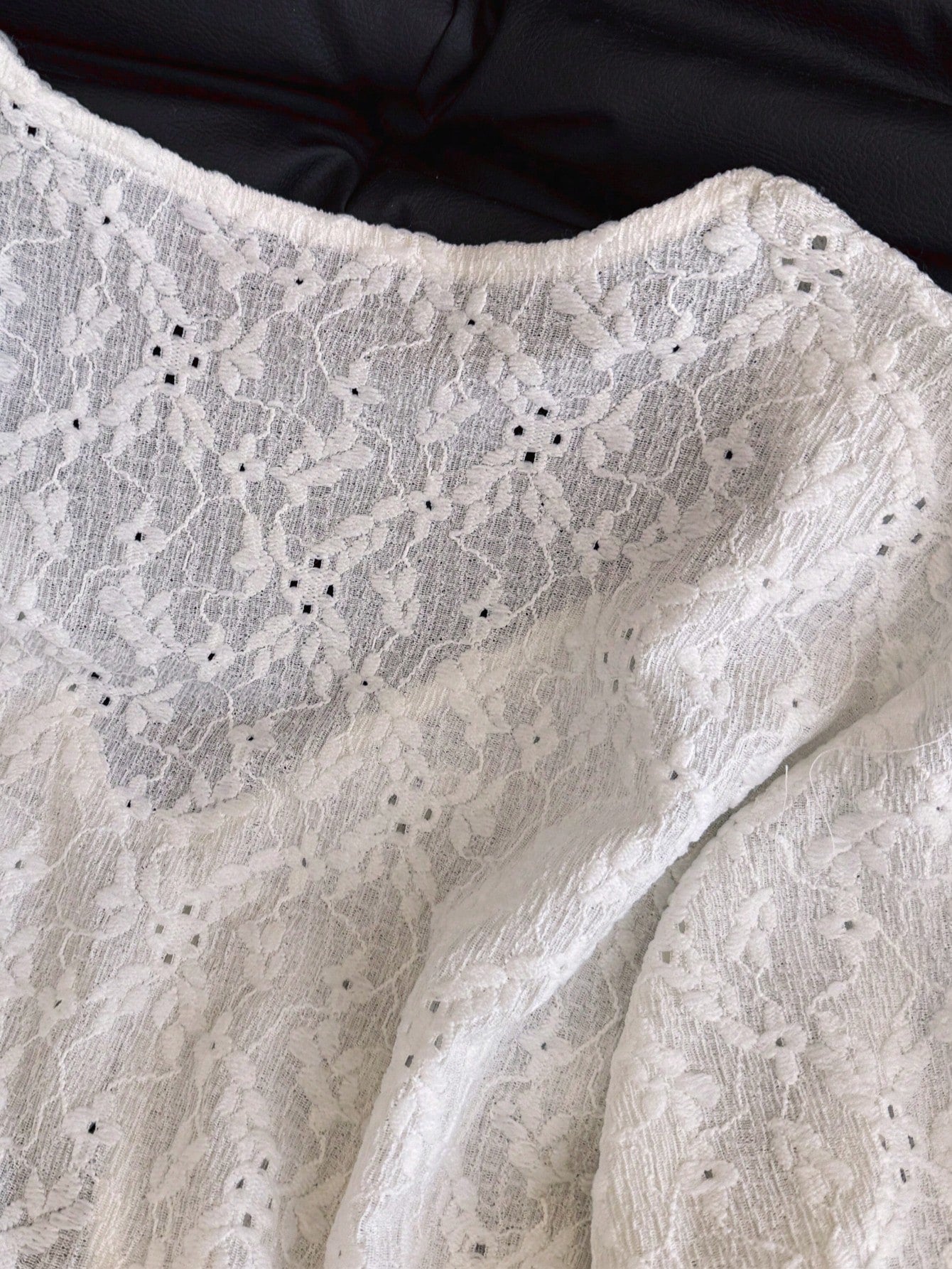 Selcouth Plus Size Women Solid Color Casual V-Neck Long Sleeve Tie Front Shirt, Floral Jacquard Textured Long Sleeve Fitted Top, Fall Outerwear Tops For Women White Spring