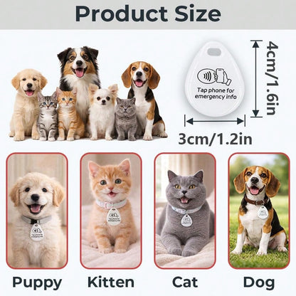 SELFIMPVE 1 Pcs Cat Dog Id Identity NFC Smart Name Silent QR Code Tags Personalized Custom For Pets Puppy Kitten Small Dog Collar Updatable Customizable Name Plate Contact Info Pet Profile