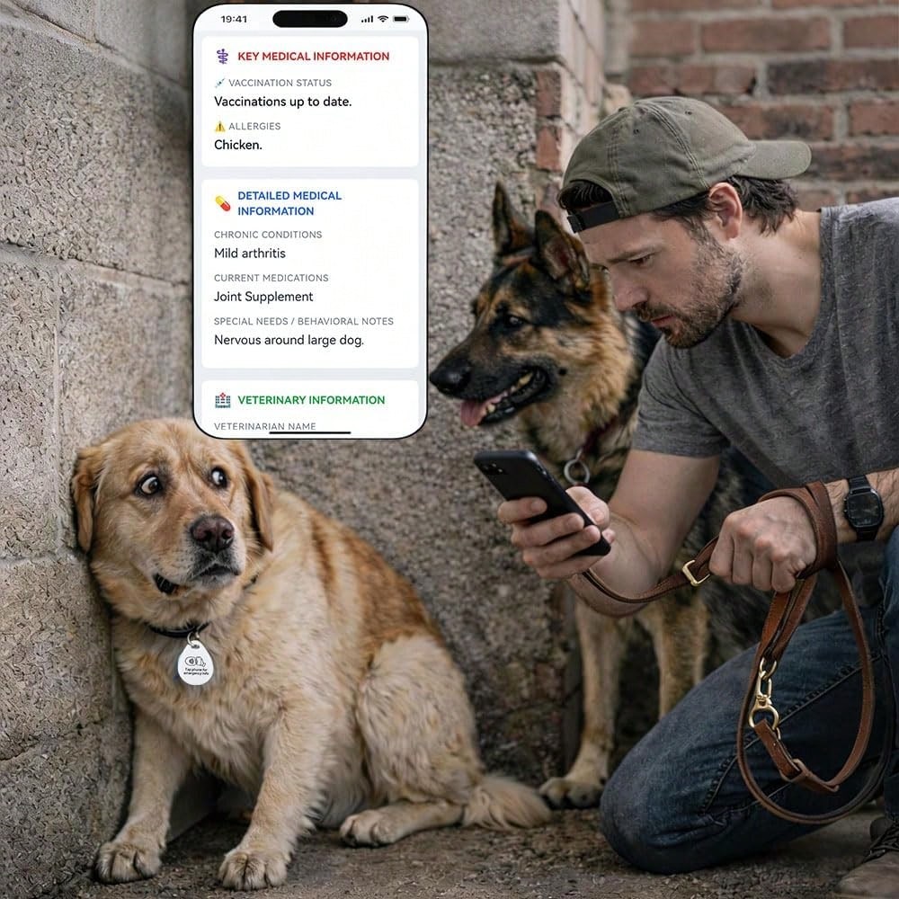SELFIMPVE 1 Pcs Cat Dog Id Identity NFC Smart Name Silent QR Code Tags Personalized Custom For Pets Puppy Kitten Small Dog Collar Updatable Customizable Name Plate Contact Info Pet Profile