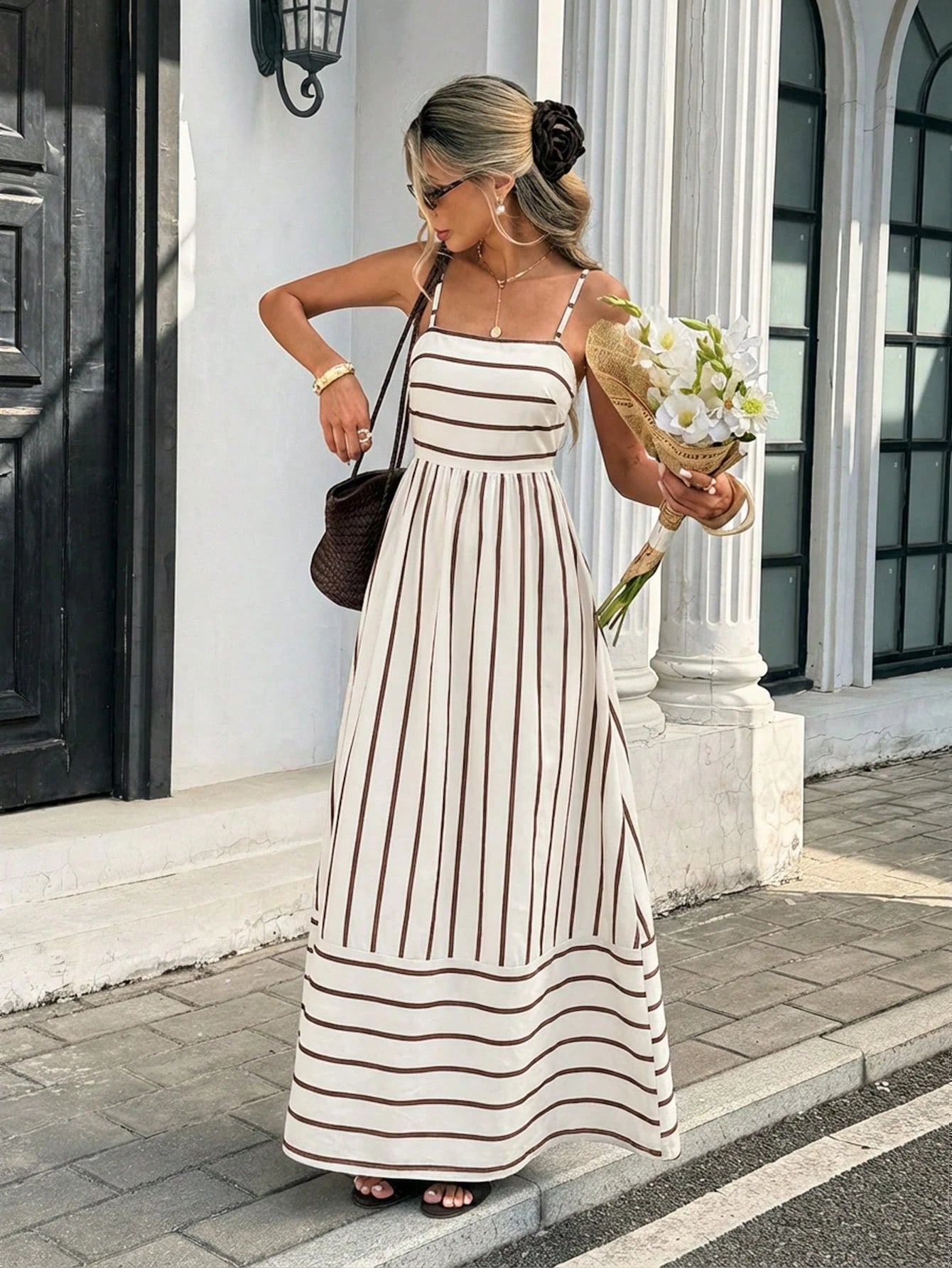 Serisse Women's Casual Striped Spaghetti Strap Dress,Summer Dresses For Women