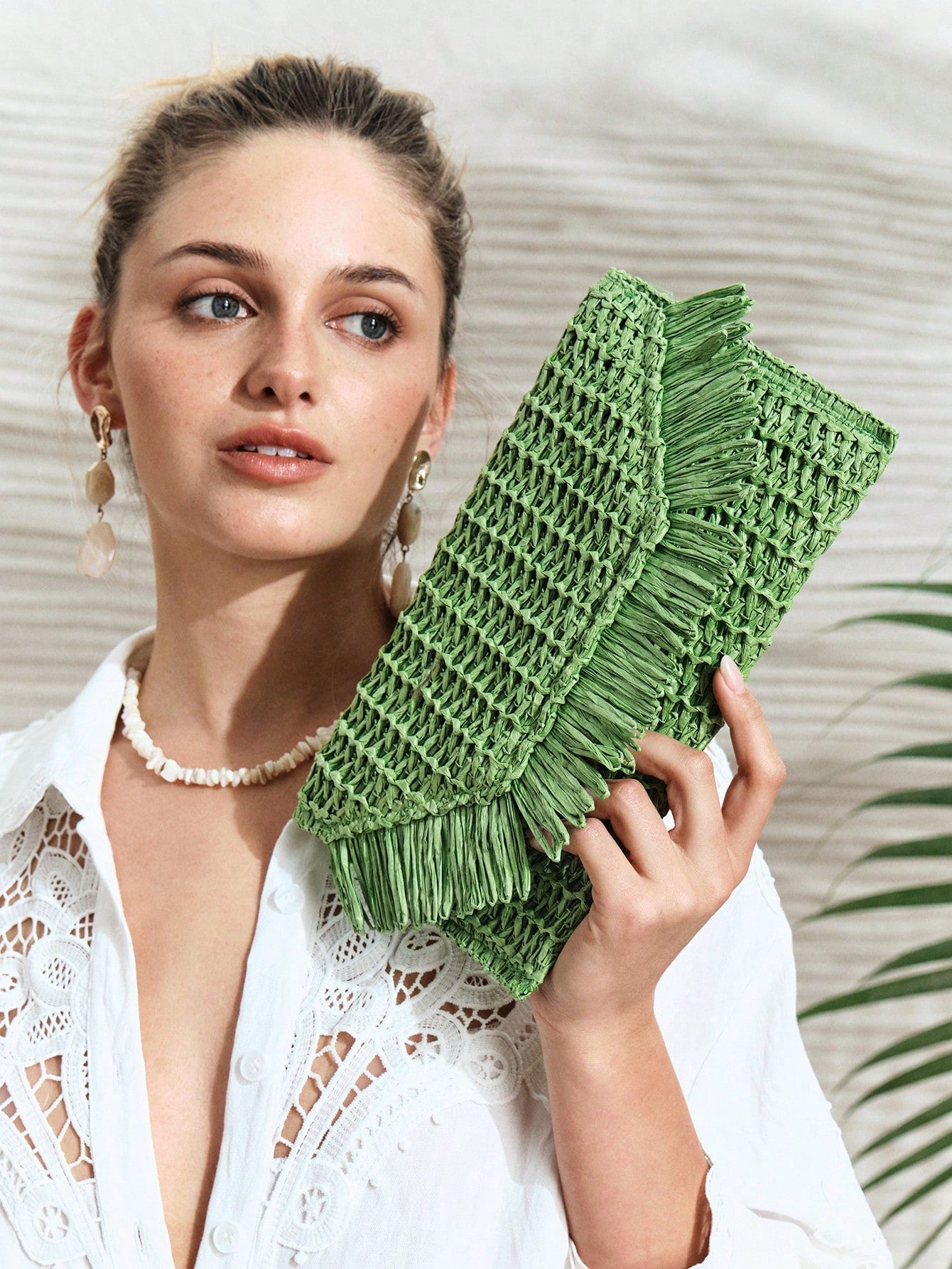 SHECARRY Woven Straw Clutch Bag For Teenagers, Fashionable Clutch Bags For Woman