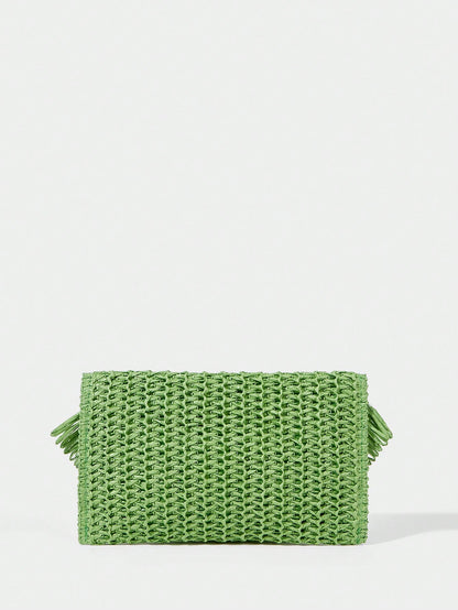 SHECARRY Woven Straw Clutch Bag For Teenagers, Fashionable Clutch Bags For Woman