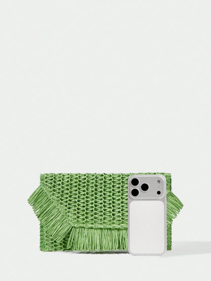 SHECARRY Woven Straw Clutch Bag For Teenagers, Fashionable Clutch Bags For Woman
