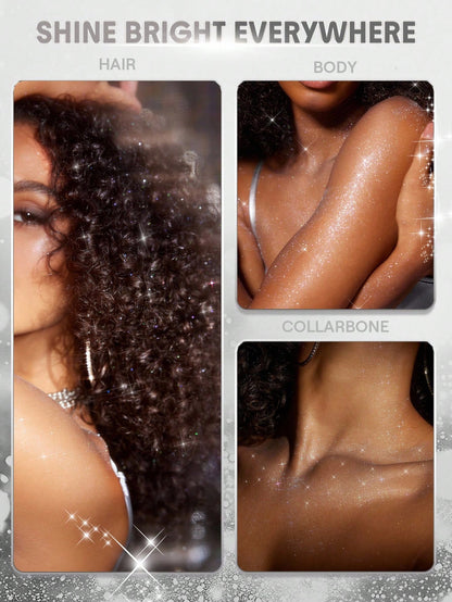 SHEGLAM HAIR Disco Twist Hair & Body Glitter Mist-Midnight Aurora, Shimmering Hair Spray, Delicate And Shiny, Soft And Smooth Hair Care, Smooth And Non-Clogging, Body Glitter Spray For Hair Body Face