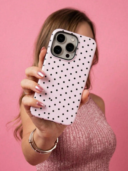 ShellaStory Cute Pink Black Polka Dot Fashion Phone Case, Y2K Style. Compatible With IPhone 17, 16, 15, 14, 13, 12, 11 Pro Max Plus Models, International Version, Not The Domestic Version, Spring Gift