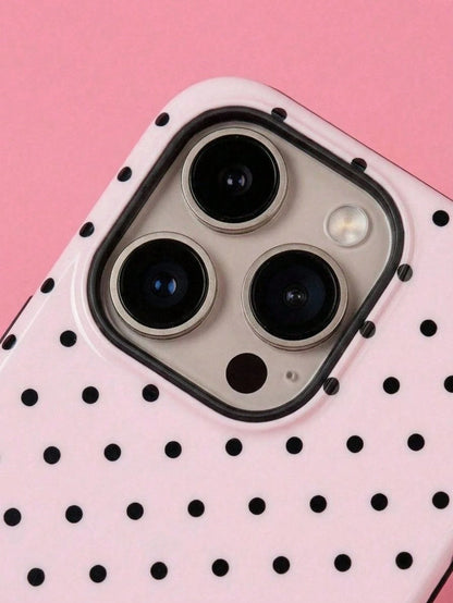 ShellaStory Cute Pink Black Polka Dot Fashion Phone Case, Y2K Style. Compatible With IPhone 17, 16, 15, 14, 13, 12, 11 Pro Max Plus Models, International Version, Not The Domestic Version, Spring Gift