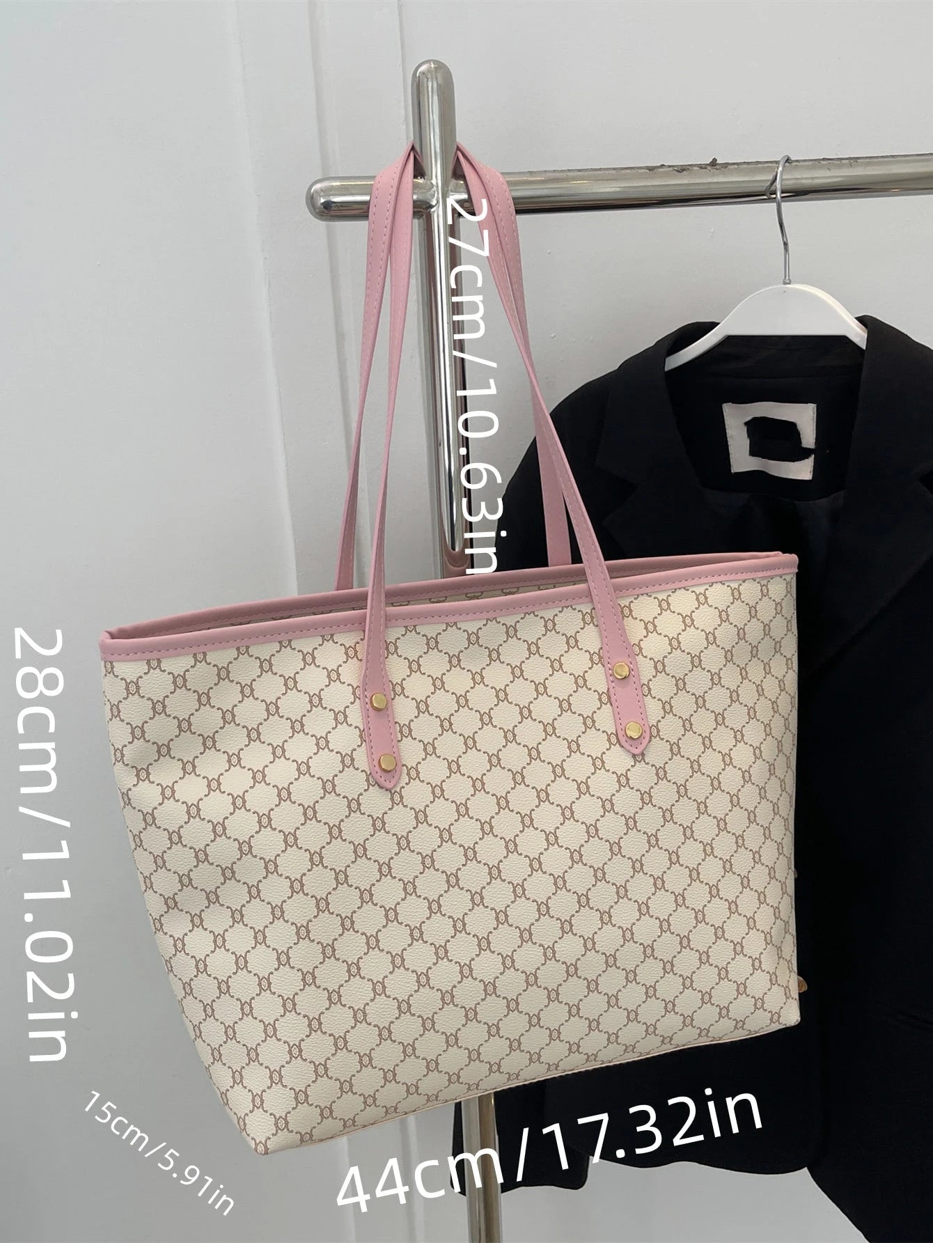 SHIMEINI 1pc 2026 New European & American Fashion Patchwork Tote Bag, Large Capacity Travel Bag, Shopping Bag, Suitable For Women's Daily Use, Work Commute, Back To School Students, Vacation Travel, H