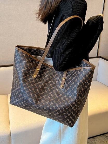 SHIMEINI 1pc 2026 New European & American Fashion Patchwork Tote Bag, Large Capacity Travel Bag, Shopping Bag, Suitable For Women's Daily Use, Work Commute, Back To School Students, Vacation Travel, H
