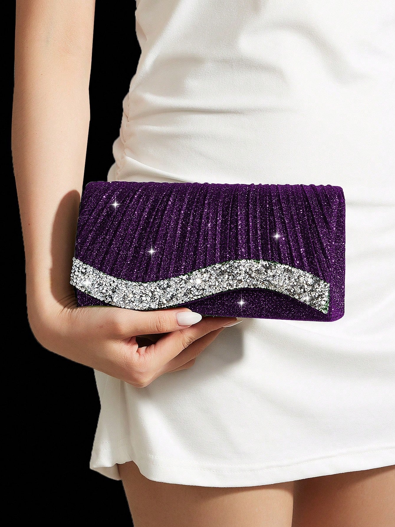 Shiny Women's Clutch Bag, New Rhinestone Evening Bag, Women's Party Bag, Luxury Envelope Bag, Bridal Wedding Bag, Paired With Shiny Rhinestone Jewelry Set, Rhinestone Necklace, Earrings, Bracelet, Sui