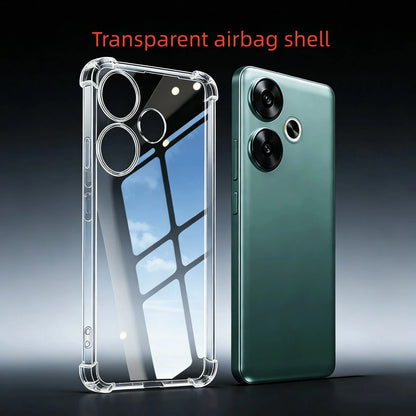 Shockproof Transparent Silicone Phone Case, Anti-Drop Air Cushion Shell For Series Phones, 1pc Transparent Airbag Phone Case, Suitable As Spring Gift, Birthday Party Favor; International Version, Non