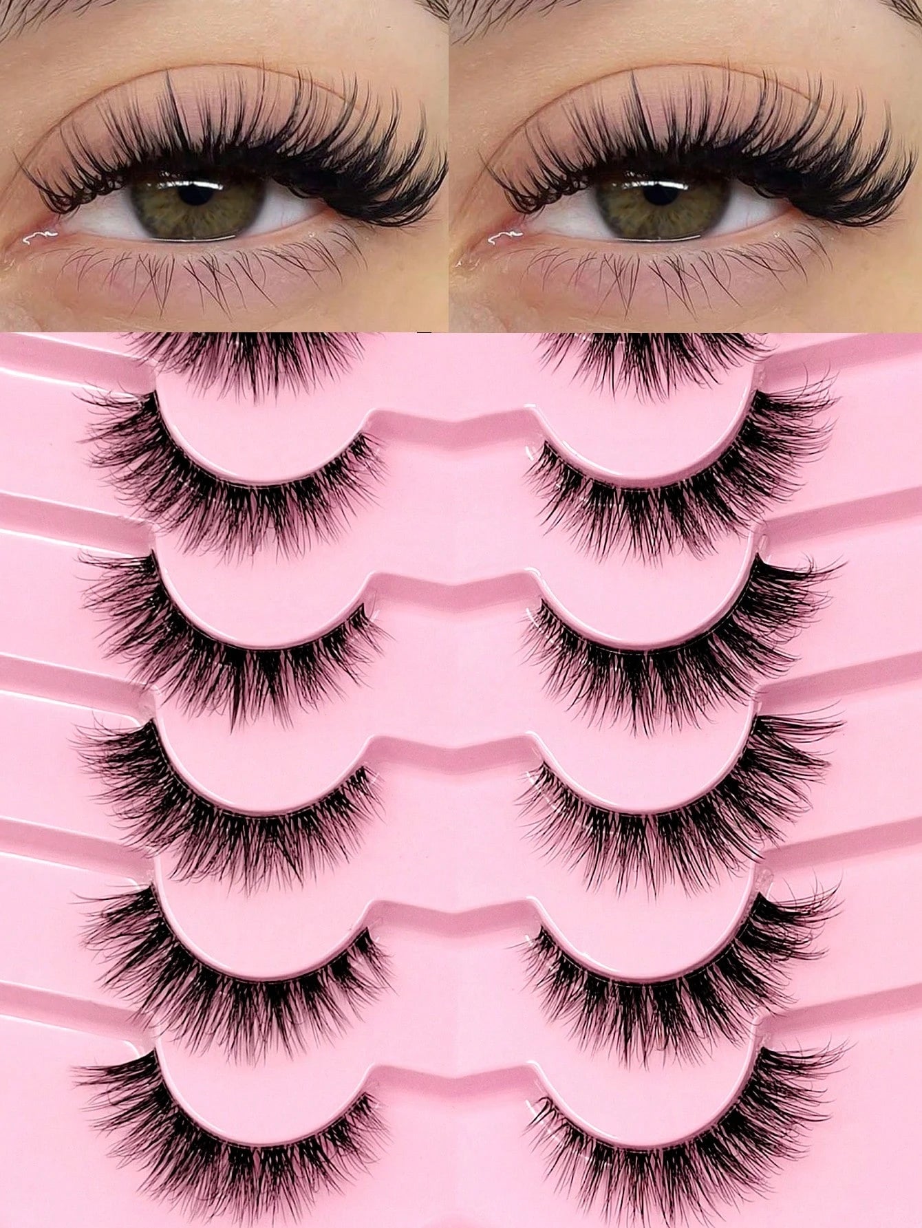 Sibeuna 7 Pairs Natural Lashes Clear Band Cat Eye Lashes Faux Mink Eyelashes Full Strip Lashes,For Daily Style Eye Makeup,For Beginners Easy To Use Salon-Quality Long-Lasting False Eyelash Extensions