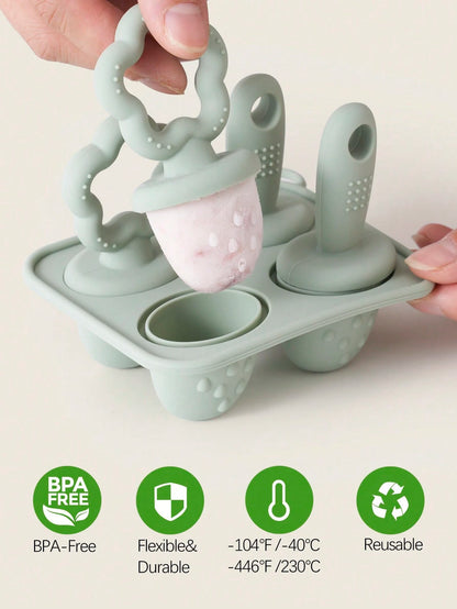 Silicone Baby Popsicle Mold With Sticks, Baby's First Popsicle Mold, Baby Food Container, Frozen Dessert Maker, Popsicle Mold, Suitable For Infants And Children, Essential For Babies
