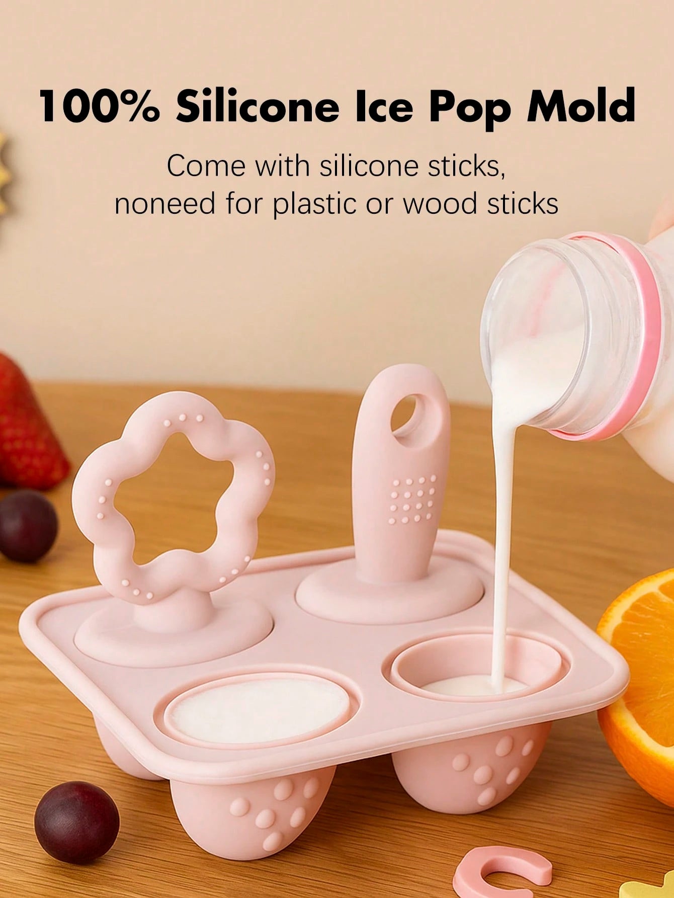 Silicone Baby Popsicle Mold With Sticks, Baby's First Popsicle Mold, Baby Food Container, Frozen Dessert Maker, Popsicle Mold, Suitable For Infants And Children, Essential For Babies